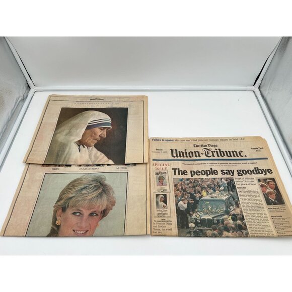 Vintage San Diego Union-Tribune Newspaper Princess Diana & Mother Teresa Tribute - Picture 2 of 3